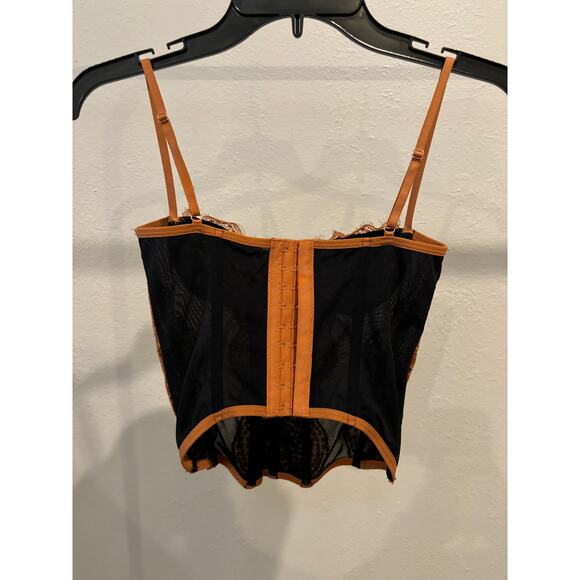 UO Out From Under Modern Love Lace Corset Cinnamon Black Small - Picture 4 of 5